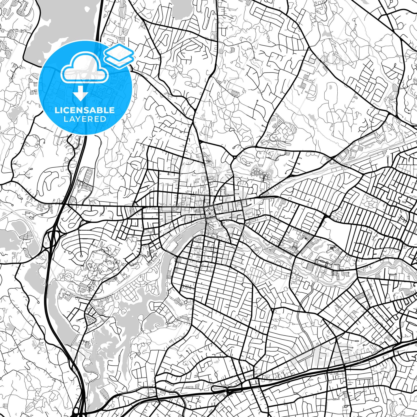 Layered PDF map of Waltham, Massachusetts, United States