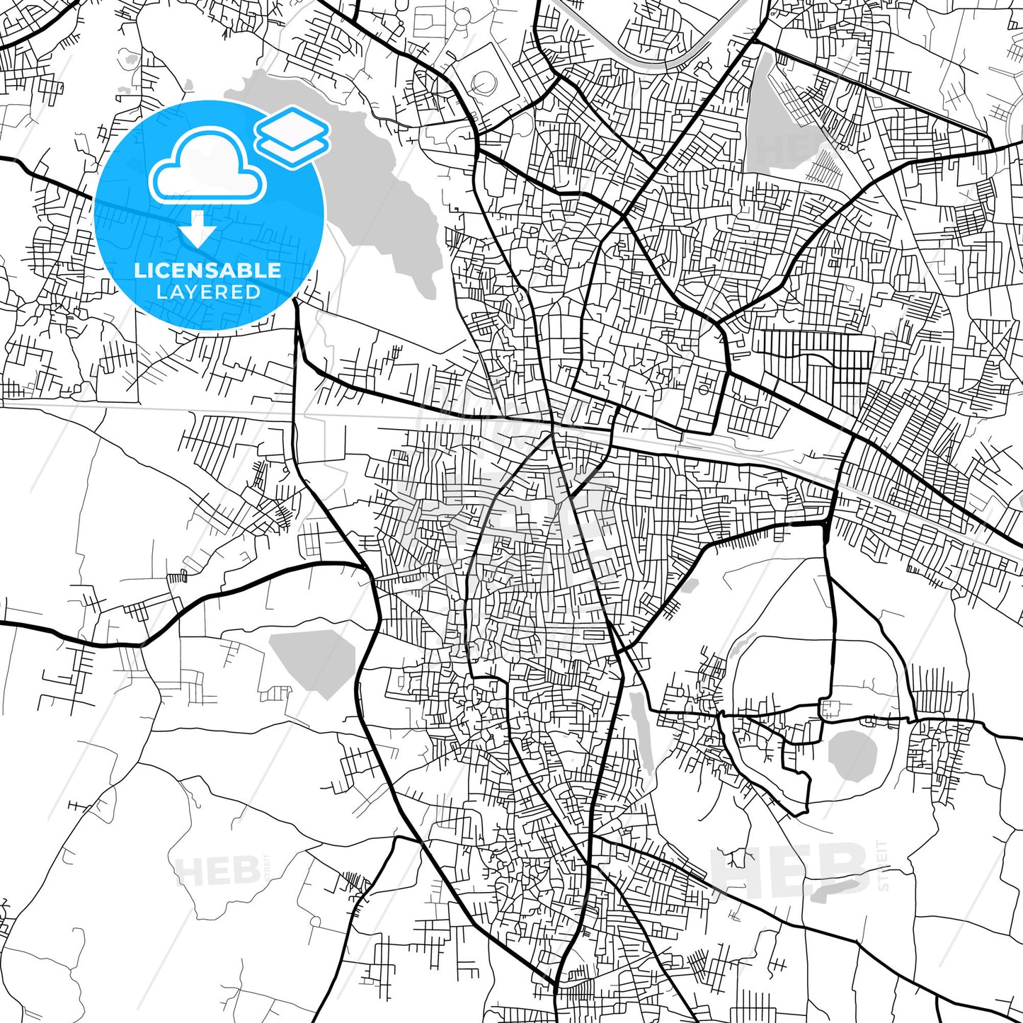 Layered PDF map of Warangal, Telangana, India