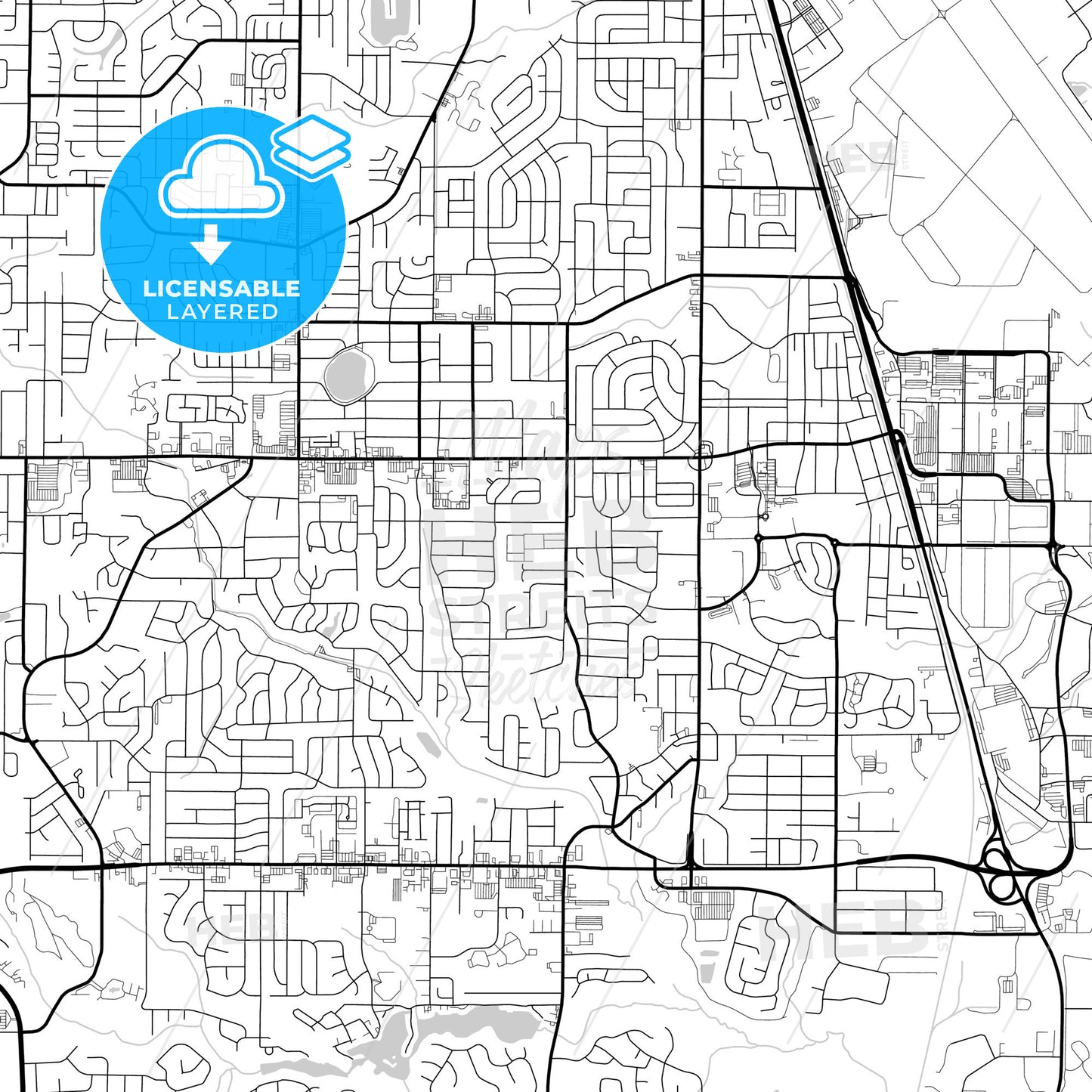 Layered PDF map of Warner Robins, Georgia, United States