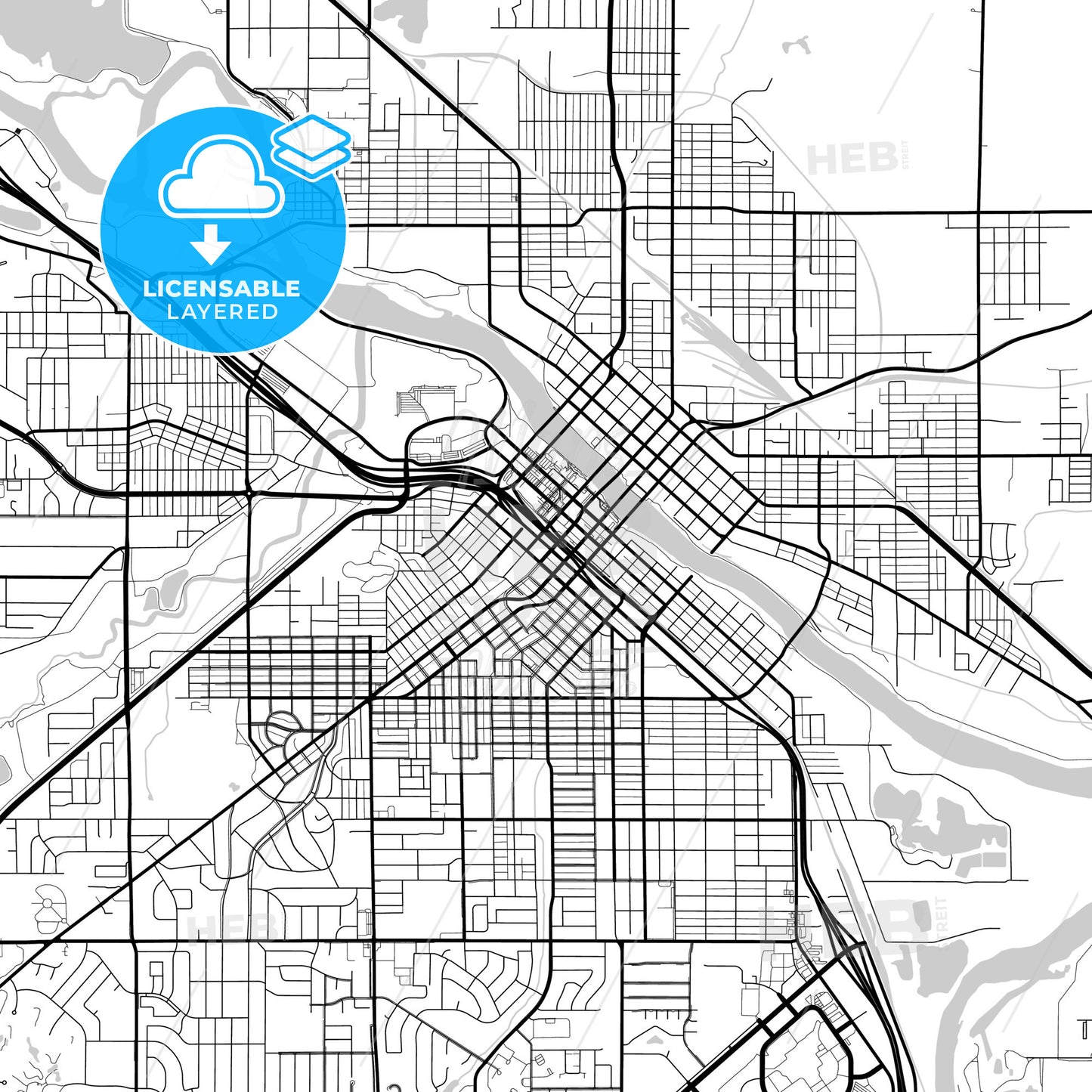 Layered PDF map of Waterloo, Iowa, United States