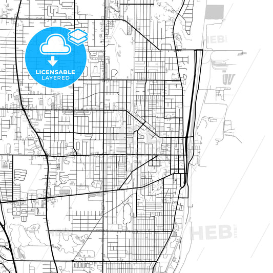 Layered PDF map of Waukegan, Illinois, United States