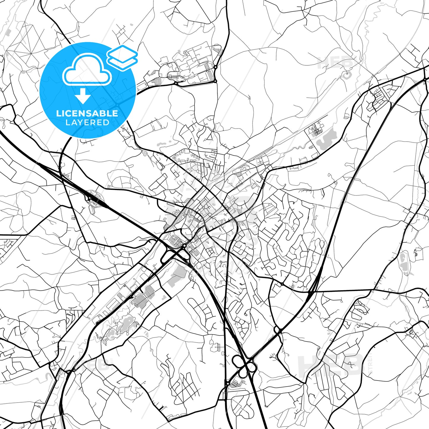 Layered PDF map of Wavre, Walloon Brabant, Belgium