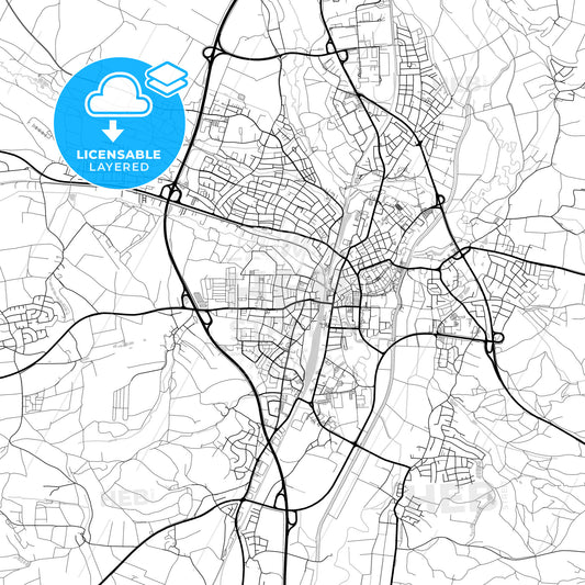 Layered PDF map of Weiden in der Oberpfalz, Bavaria, Germany