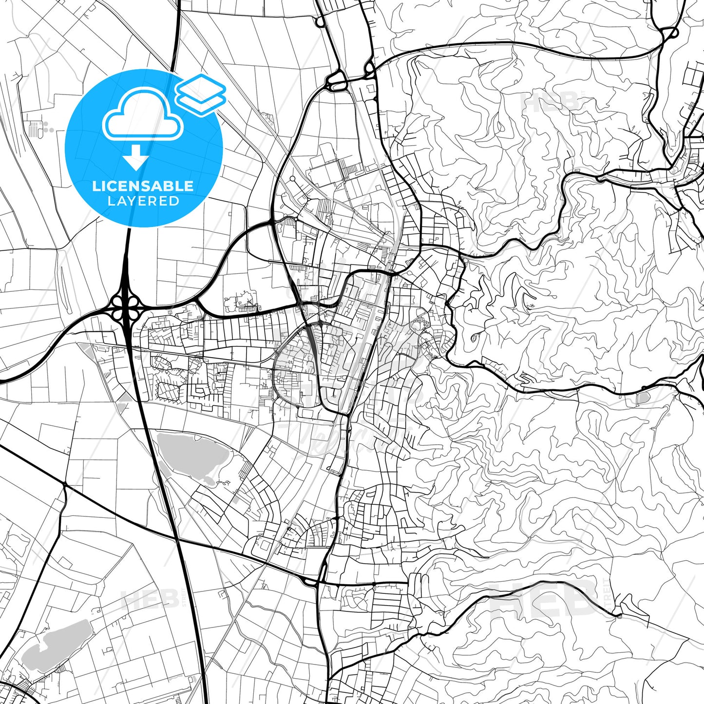 Layered PDF map of Weinheim, Baden-Wuerttemberg, Germany