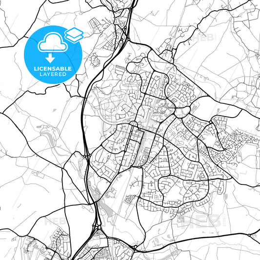 Layered PDF map of Welwyn Garden City, East of England, England