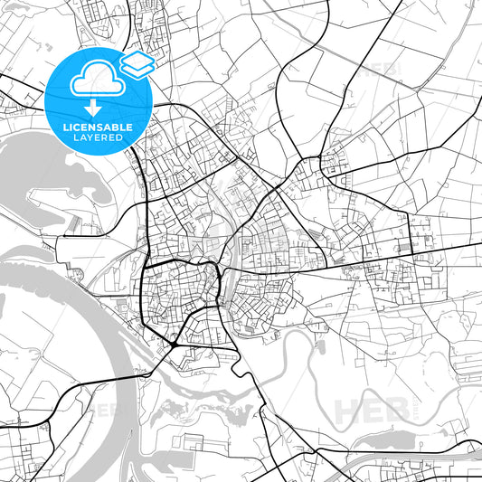 Layered PDF map of Wesel, North Rhine-Westphalia, Germany