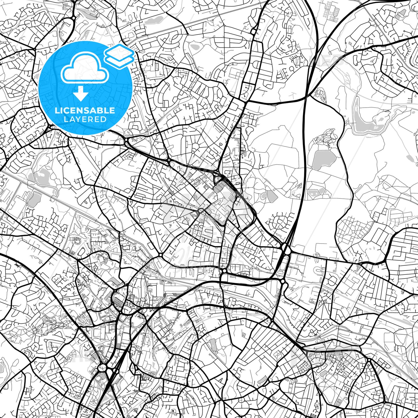 Layered PDF map of West Bromwich, West Midlands, England