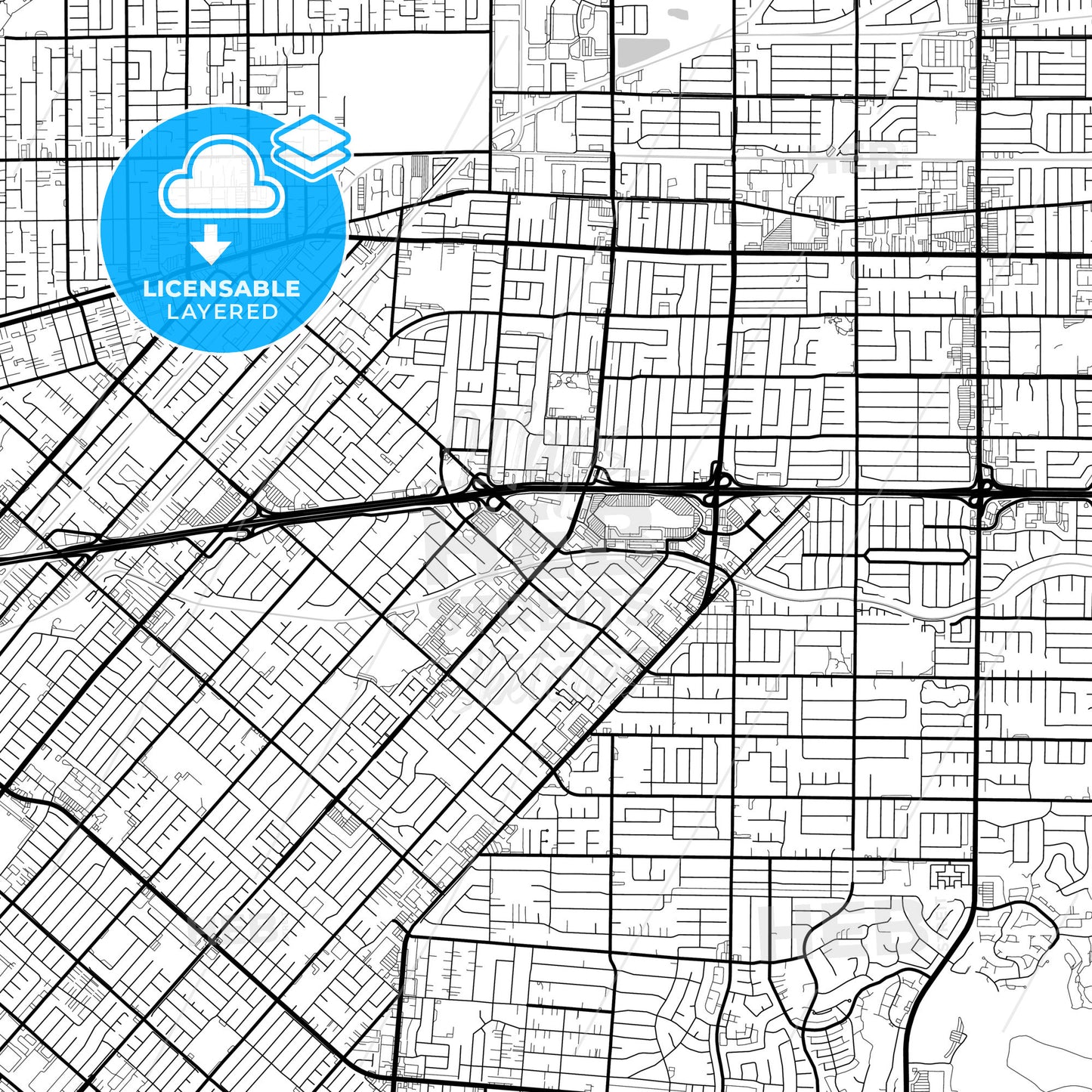 Layered PDF map of West Covina, California, United States