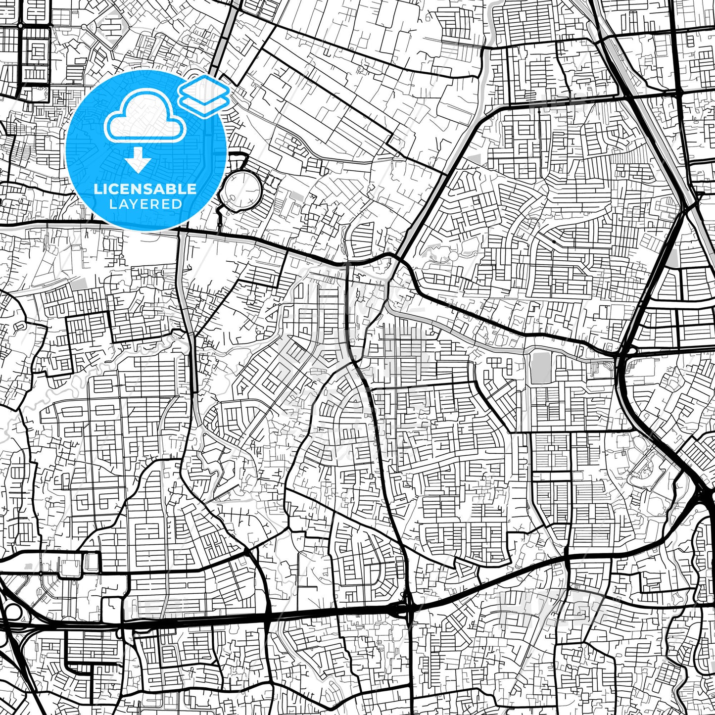 Layered PDF map of West Jakarta, Indonesia