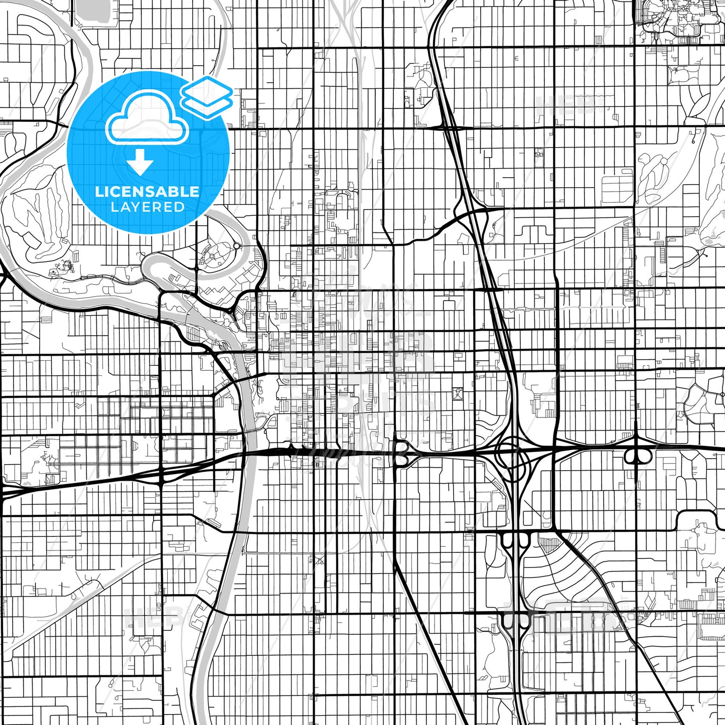 Layered PDF map of Wichita, Kansas, United States