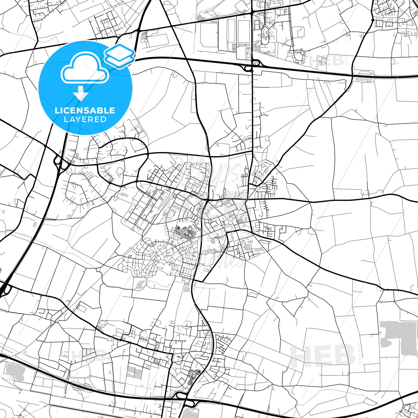 Layered PDF map of Willich, North Rhine-Westphalia, Germany