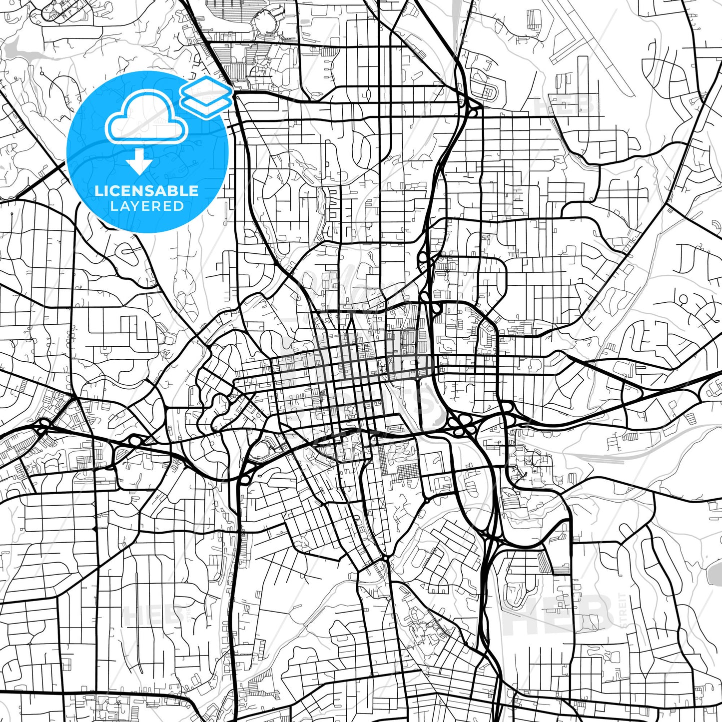 Layered PDF map of Winston–Salem, North Carolina, United States