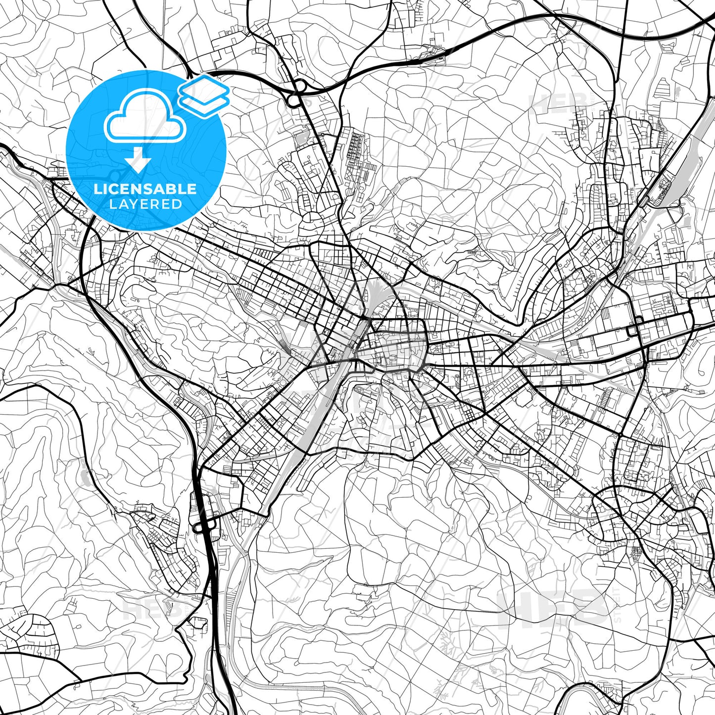 Layered PDF map of Winterthur, Switzerland