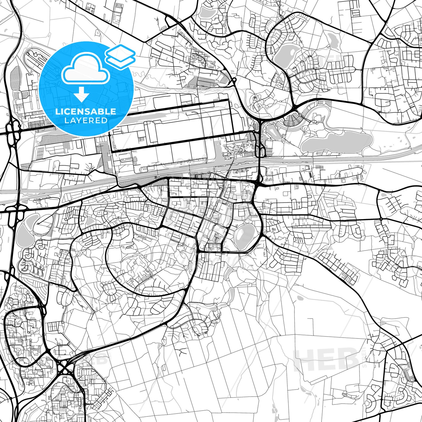 Layered PDF map of Wolfsburg, Lower Saxony, Germany