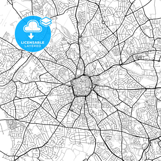Layered PDF map of Wolverhampton, West Midlands, England