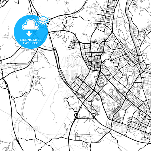 Layered PDF map of Wonju, Gangwon, South Korea