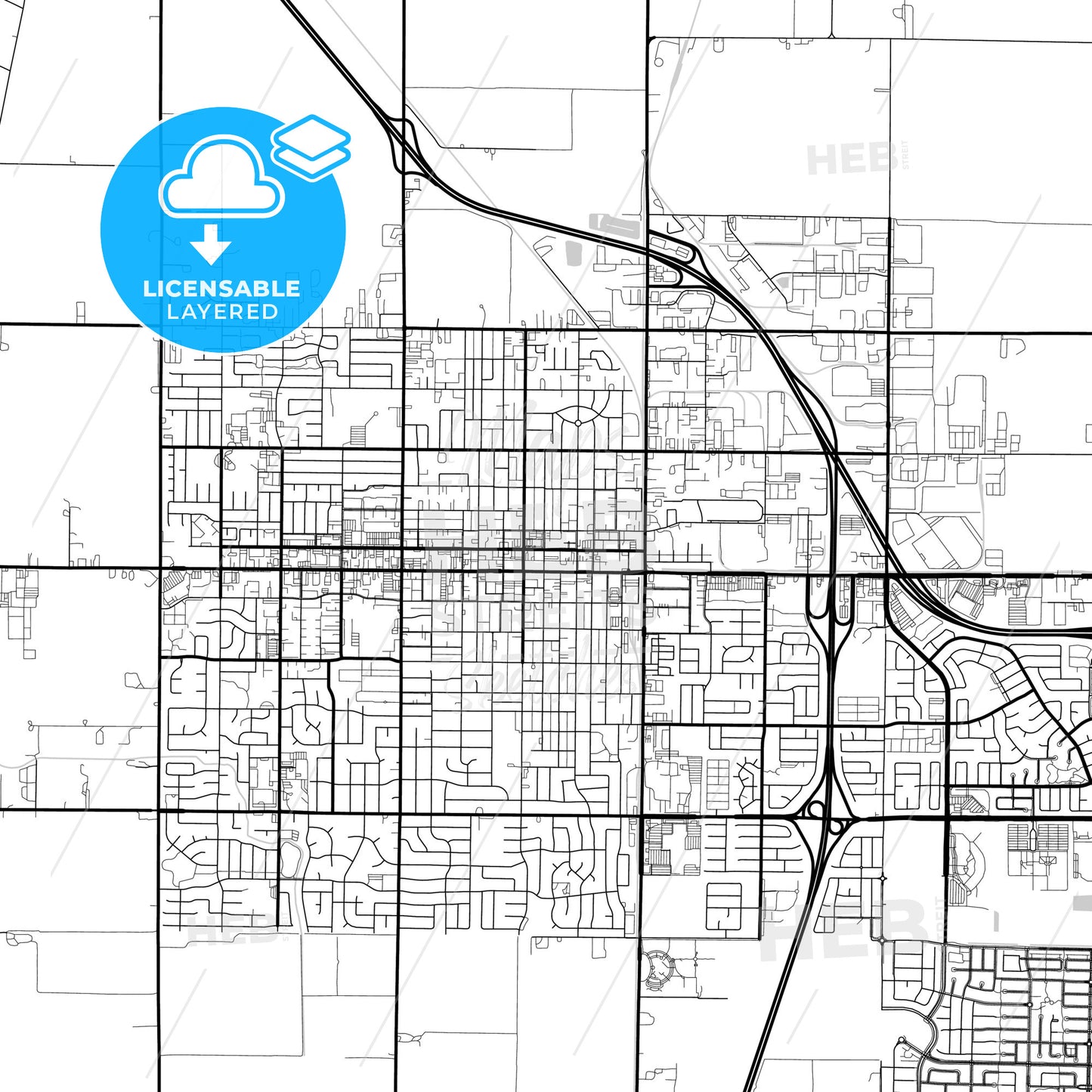 Layered PDF map of Woodland, California, United States