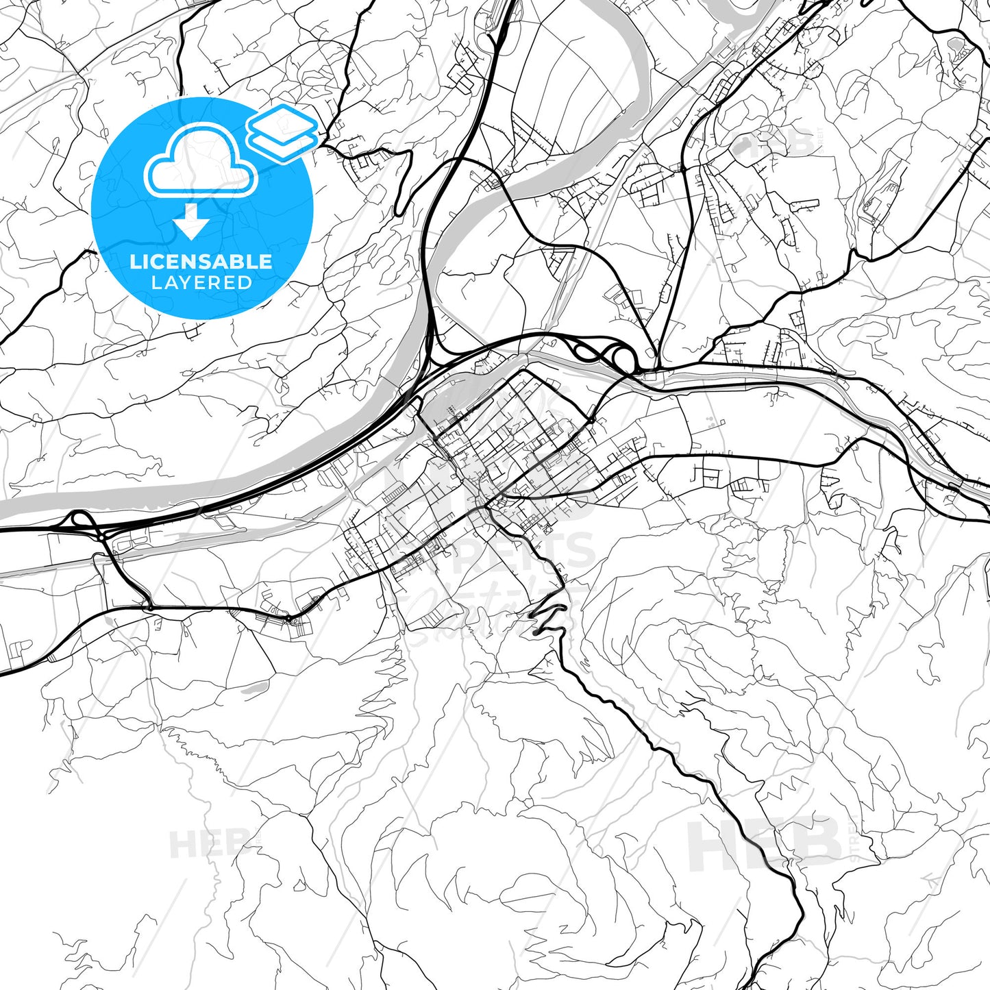 Layered PDF map of Wörgl, Tyrol, Austria