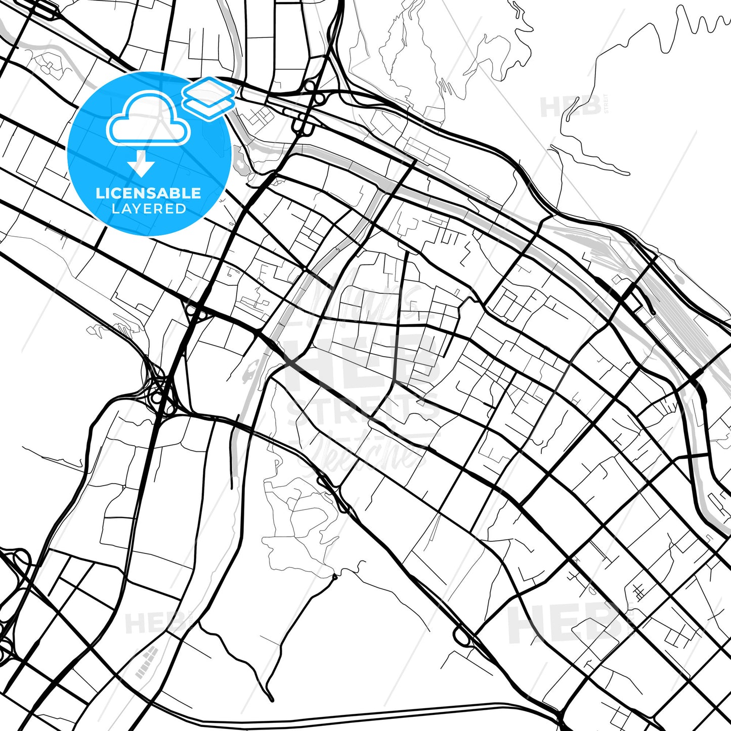 Layered PDF map of Xining, Qinghai, China