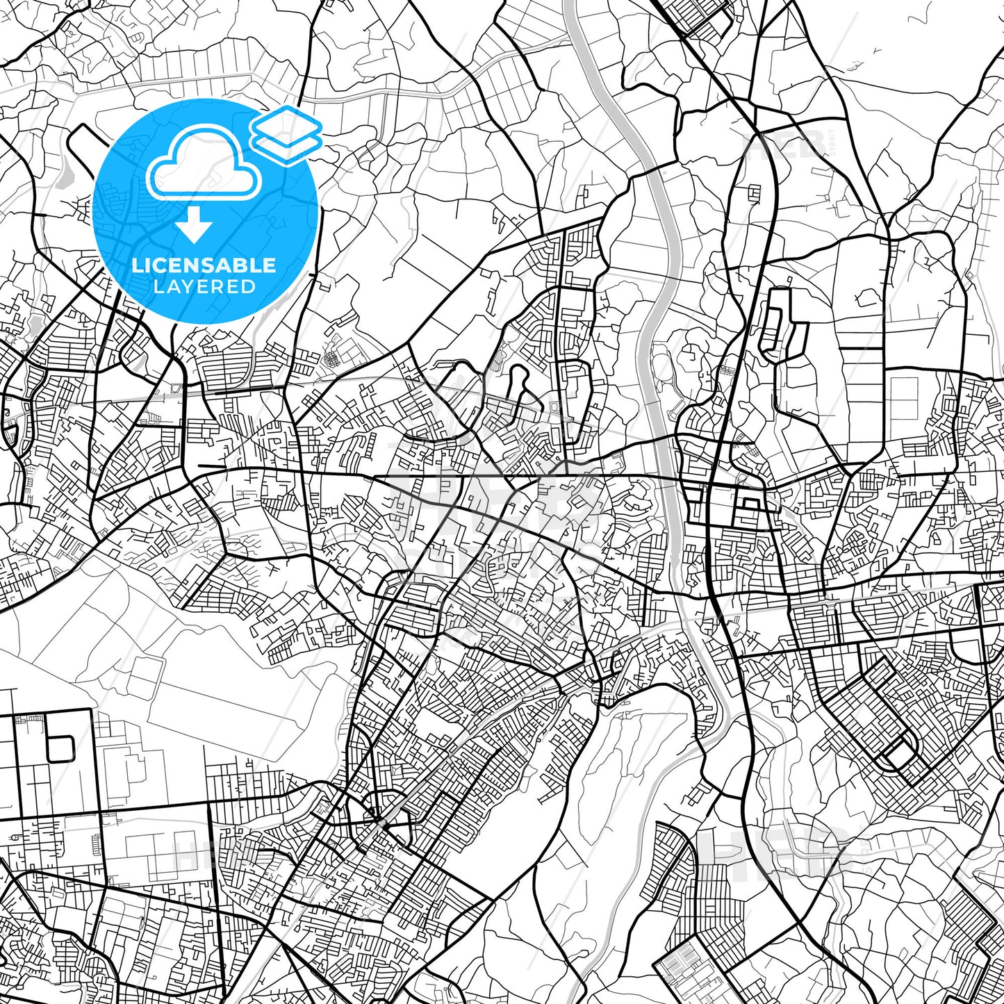 Layered PDF map of Yachiyo, Chiba, Japan