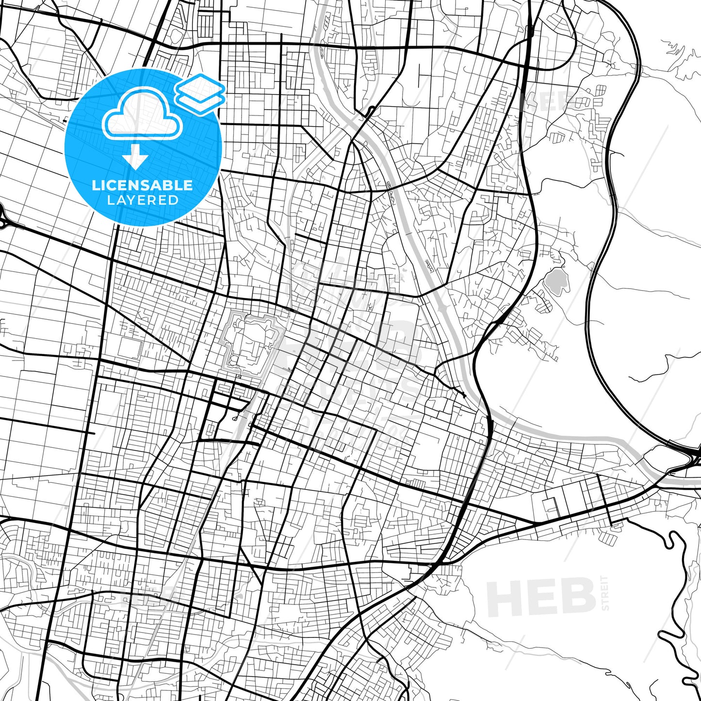 Layered PDF map of Yamagata, Yamagata, Japan