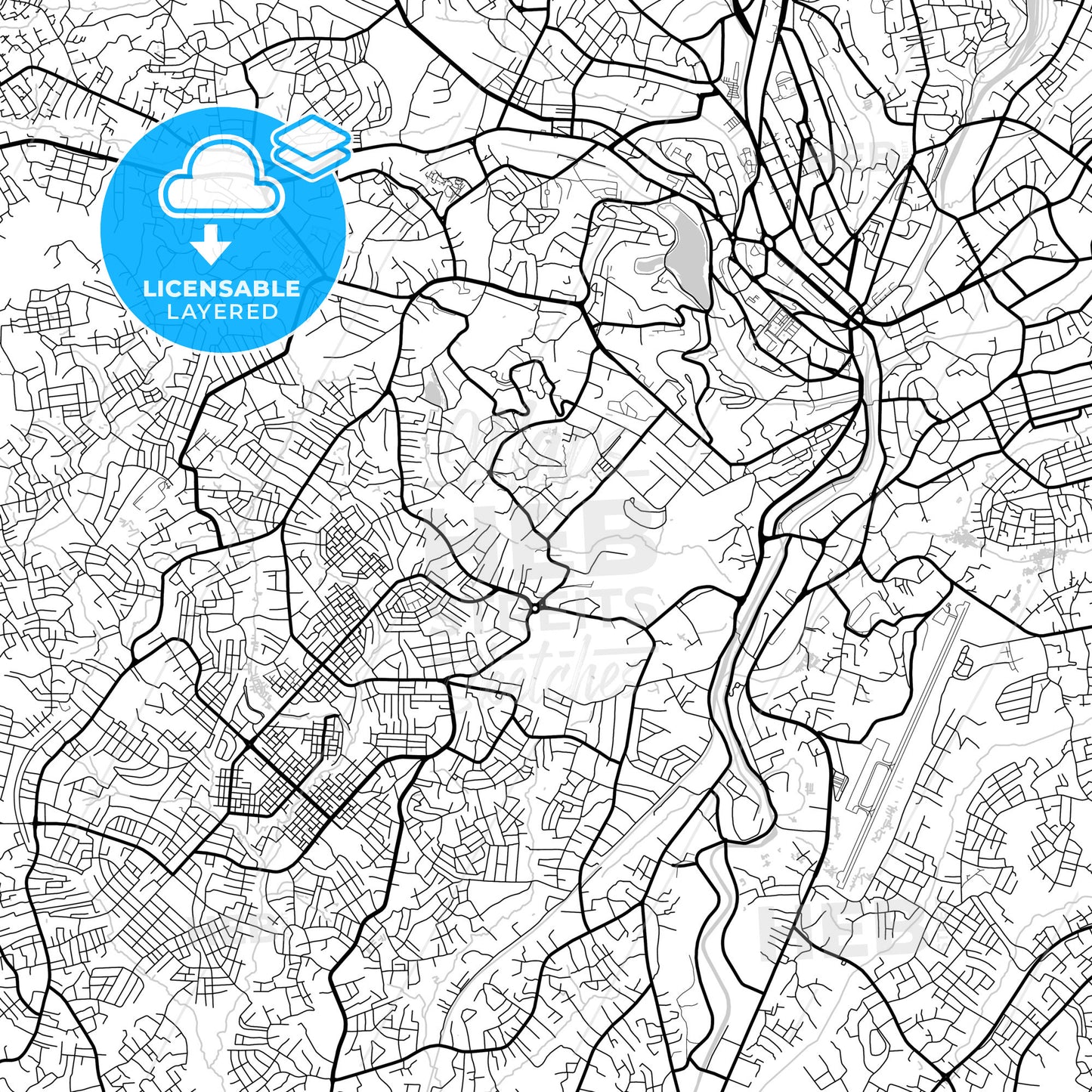 Layered PDF map of Yaounde, Cameroon