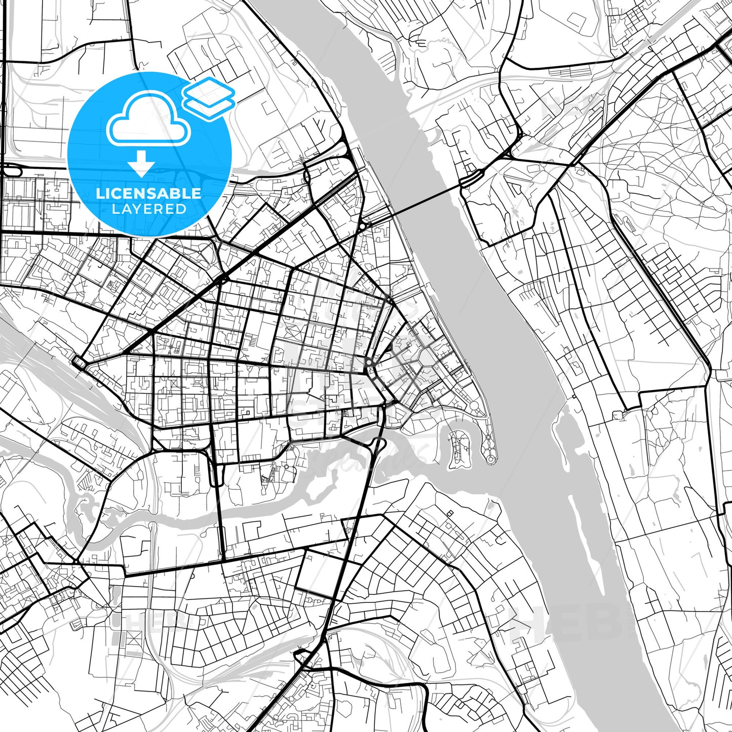 Layered PDF map of Yaroslavl, Yaroslavl Oblast, Russia