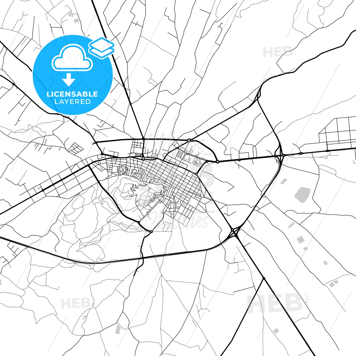 Layered PDF map of Yecla, Murcia, Spain