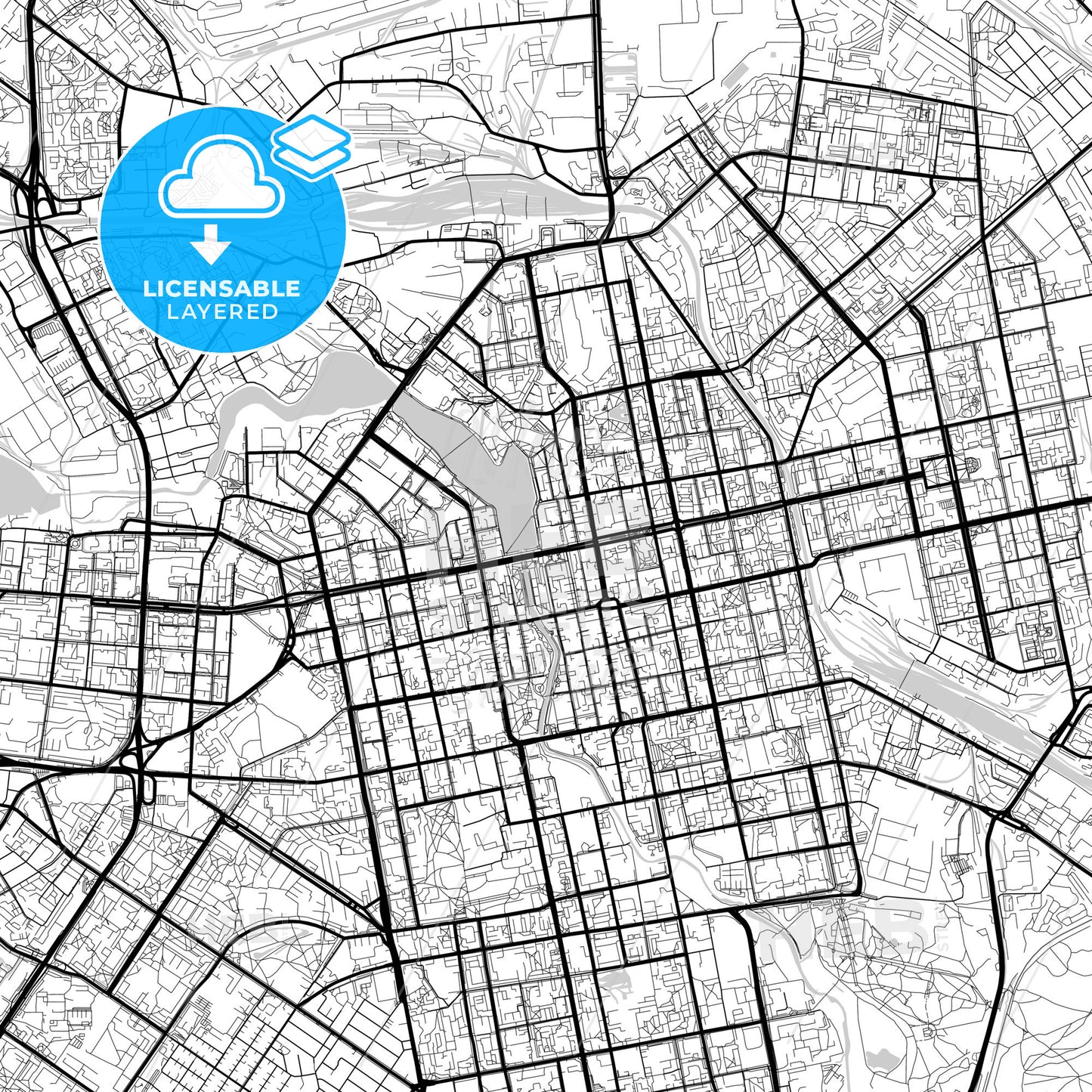 Layered PDF map of Yekaterinburg, Sverdlovsk Oblast, Russia