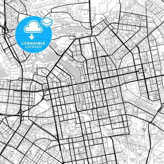 Layered PDF map of Yekaterinburg, Sverdlovsk Oblast, Russia