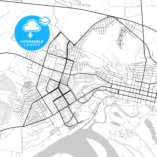 Layered PDF map of Yelabuga, Republic of Tatarstan, Russia