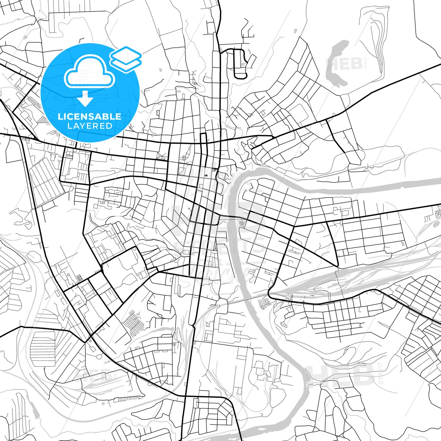 Layered PDF map of Yelets, Lipetsk Oblast, Russia