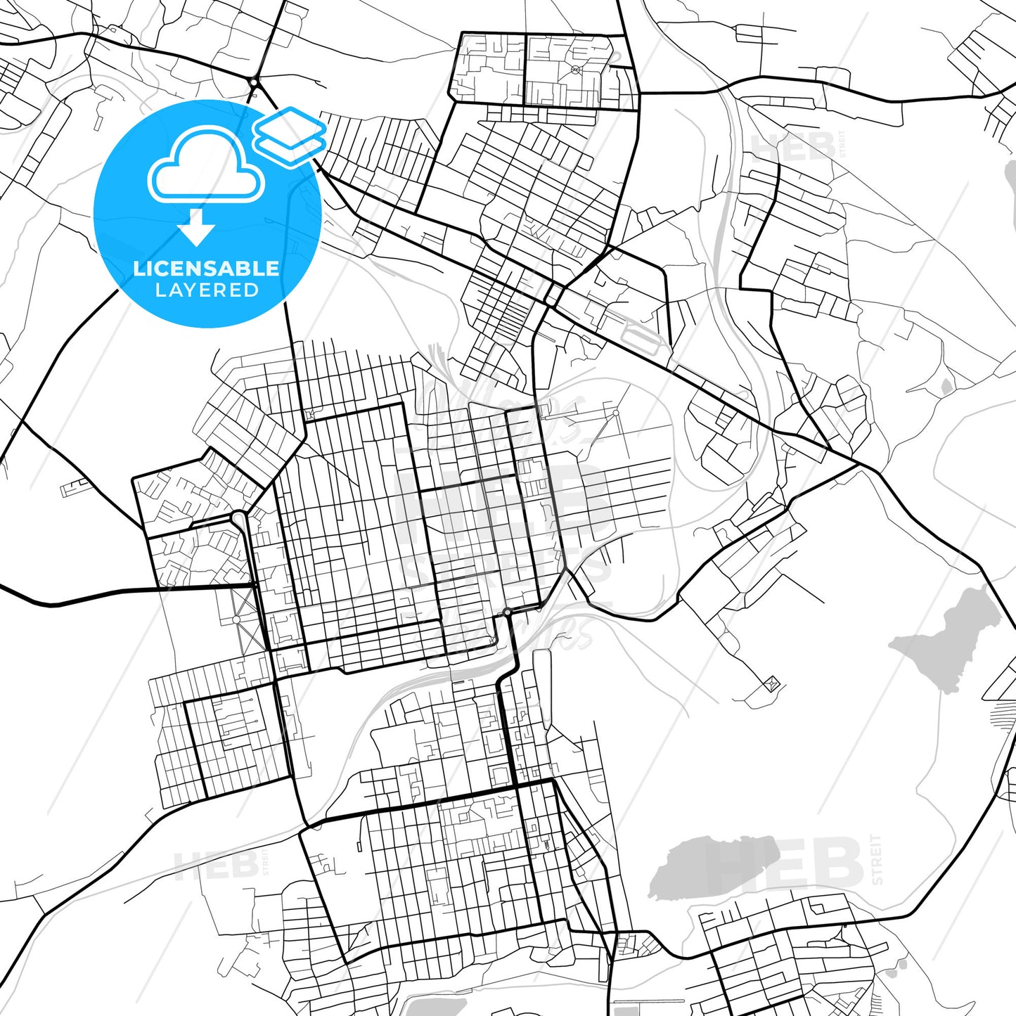 Layered PDF map of Yenakiieve, Donetsk Oblast, Ukraine