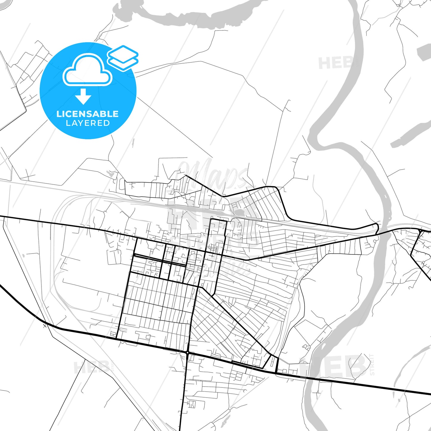 Layered PDF map of Yevlakh, Azerbaijan