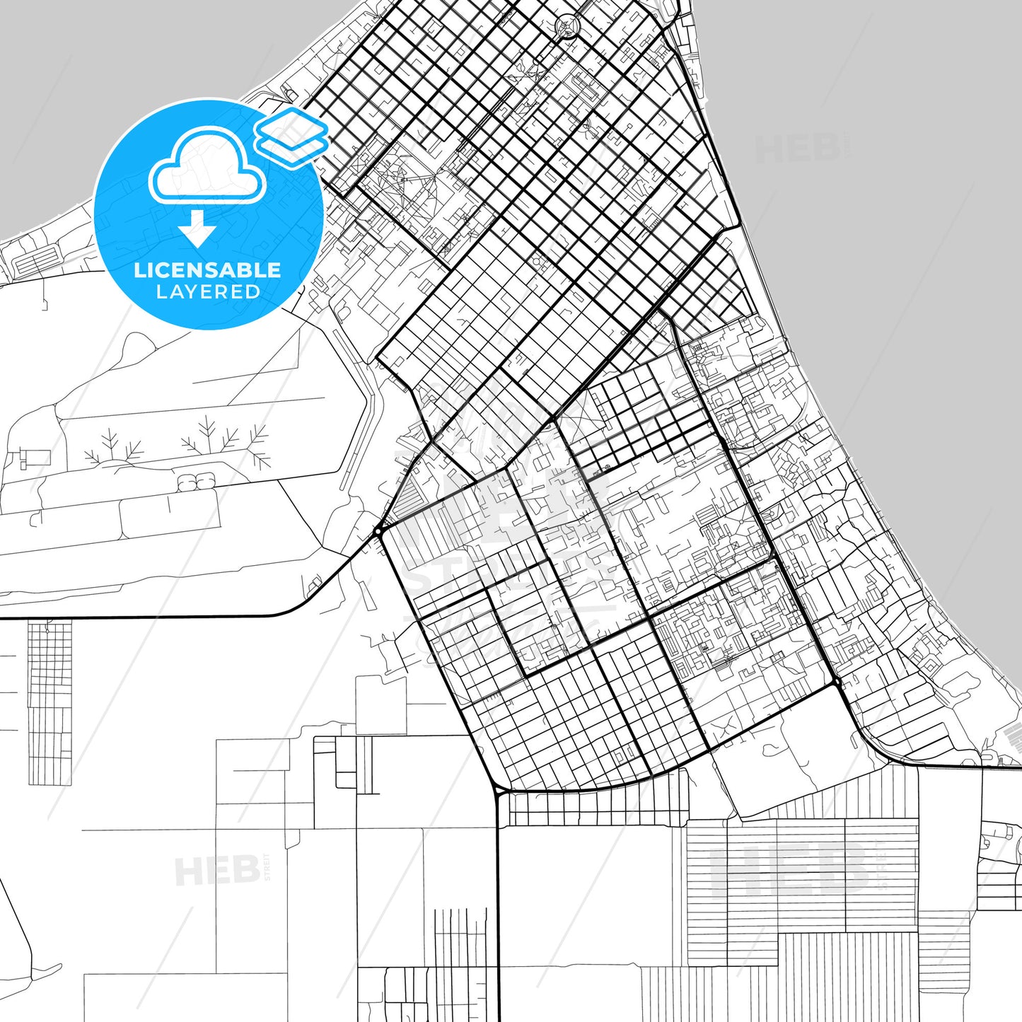 Layered PDF map of Yeysk, Krasnodar Krai, Russia