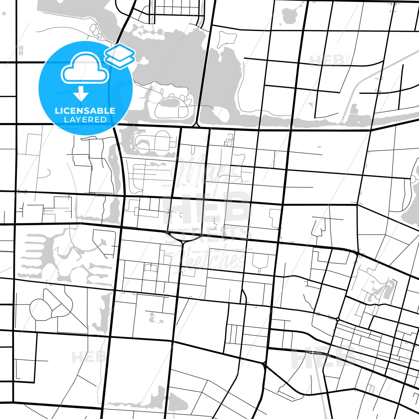 Layered PDF map of Yinchuan, Ningxia, China