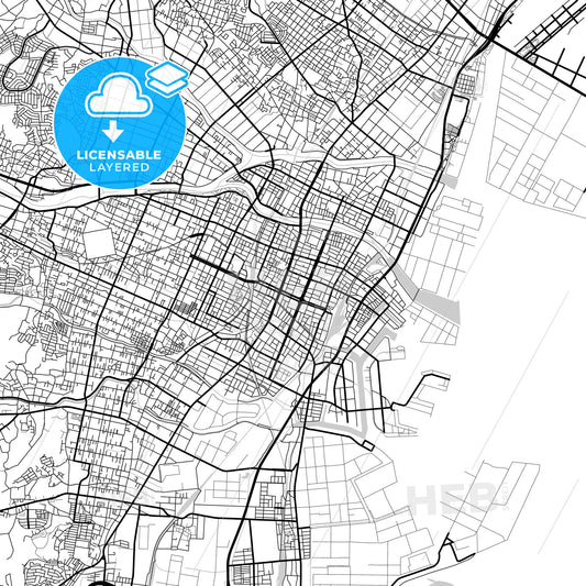 Layered PDF map of Yokkaichi, Mie, Japan