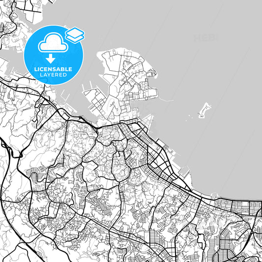 Layered PDF map of Yokosuka, Kanagawa, Japan