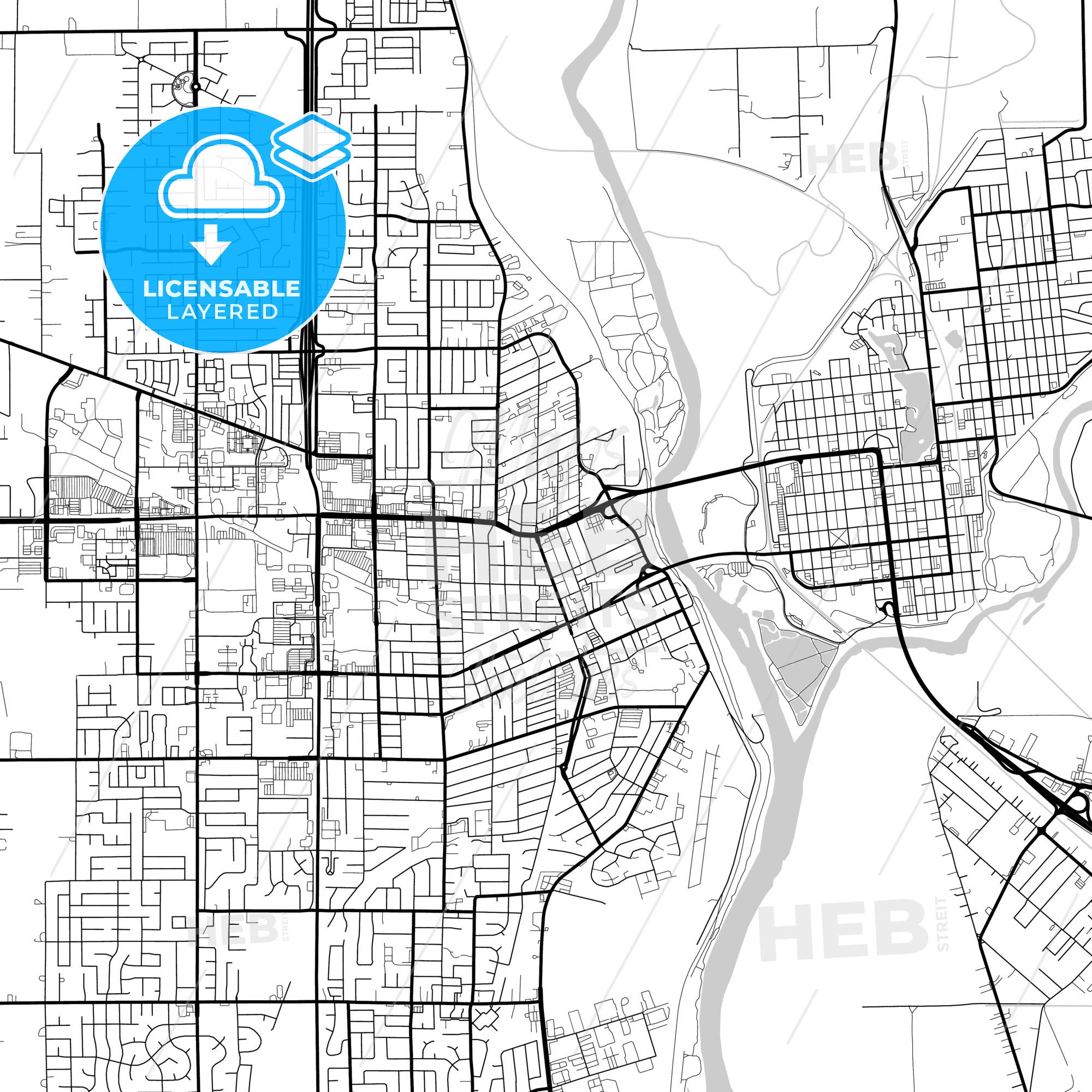 Layered PDF map of Yuba City, California, United States - HEBSTREITS