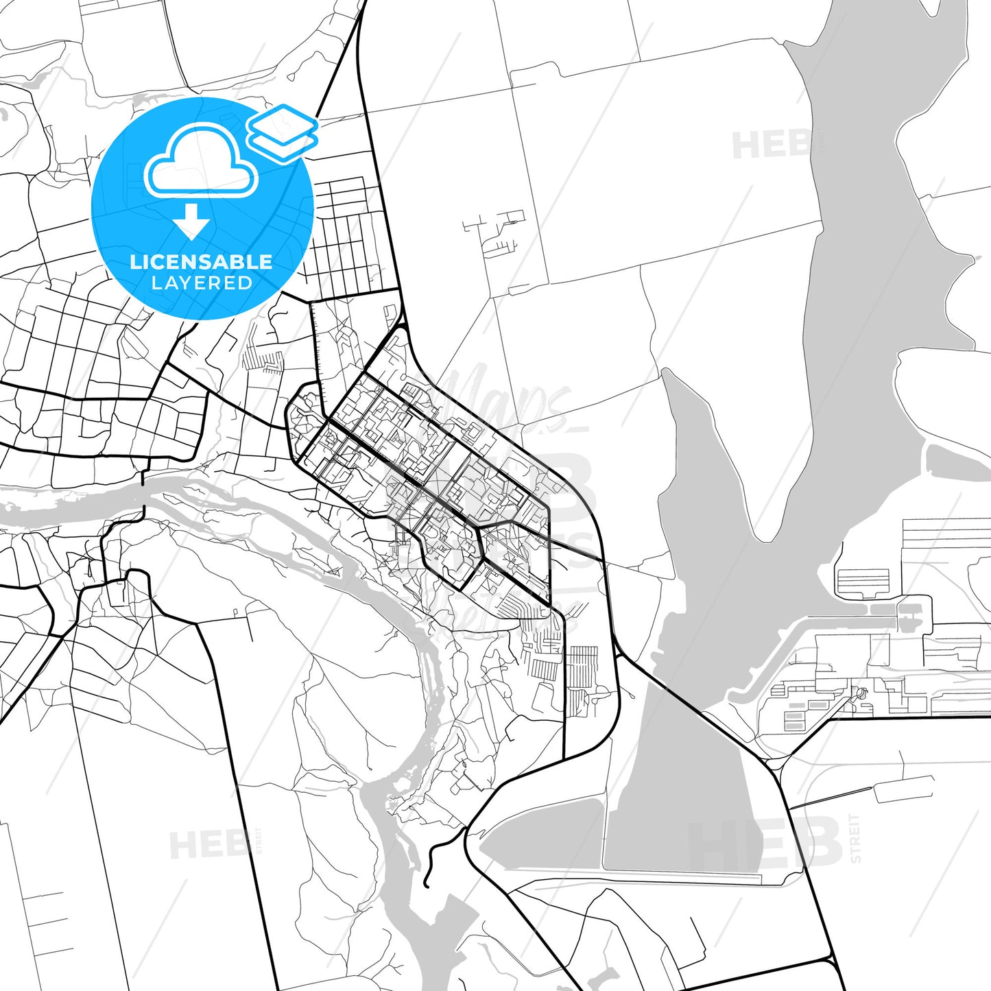 Layered PDF map of Yuzhnoukrainsk, Mykolaiv Oblast, Ukraine