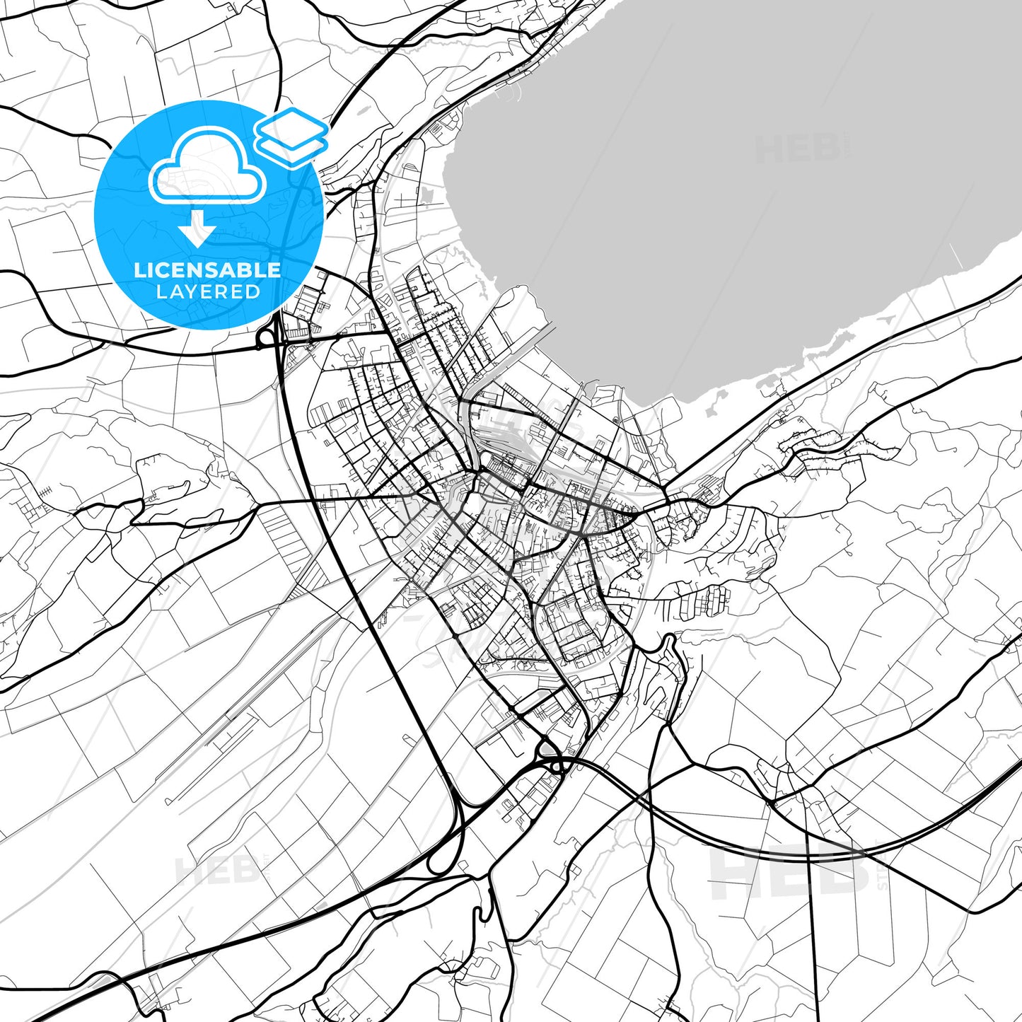 Layered PDF map of Yverdon-les-Bains, Switzerland