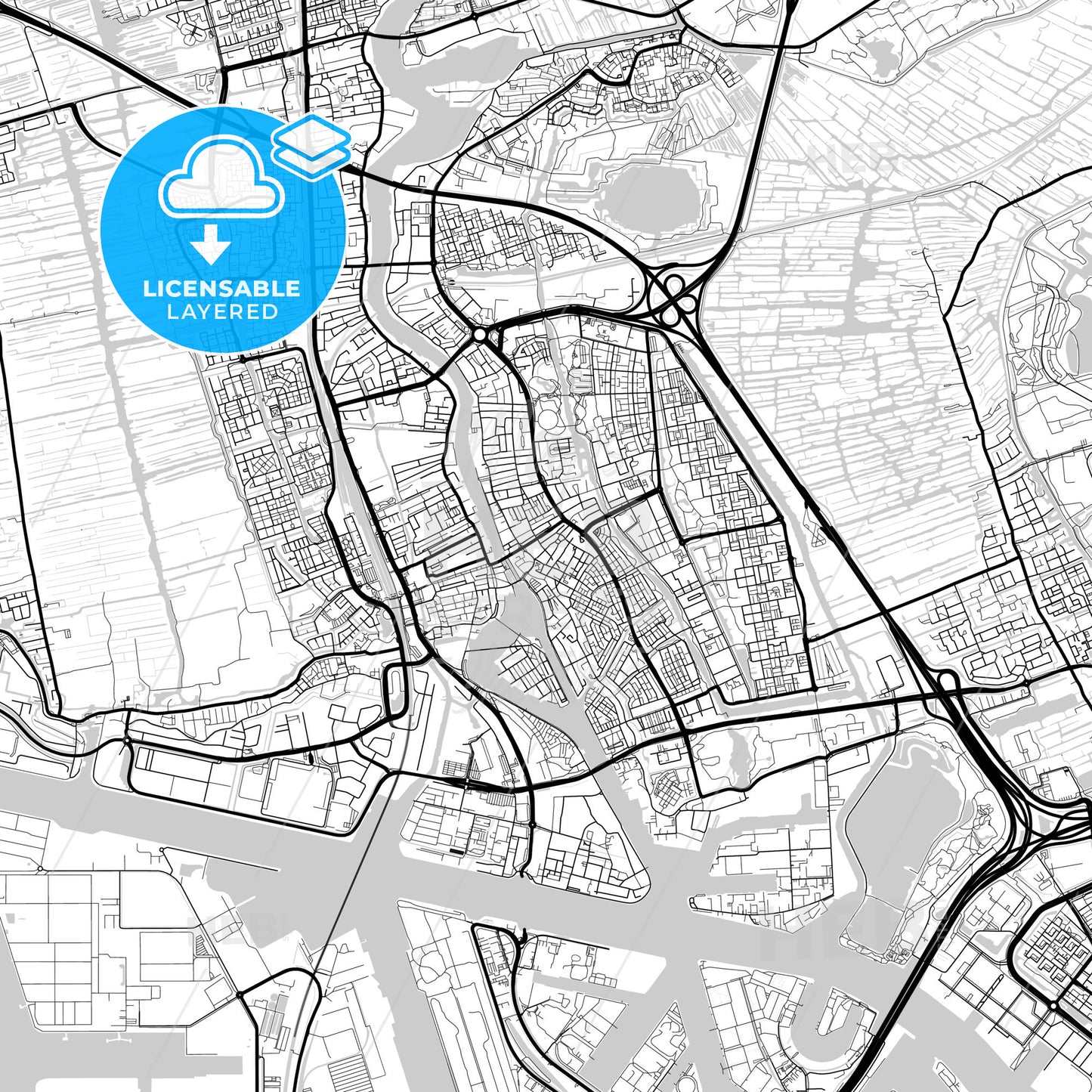 Layered PDF map of Zaanstad, North Holland, Netherlands