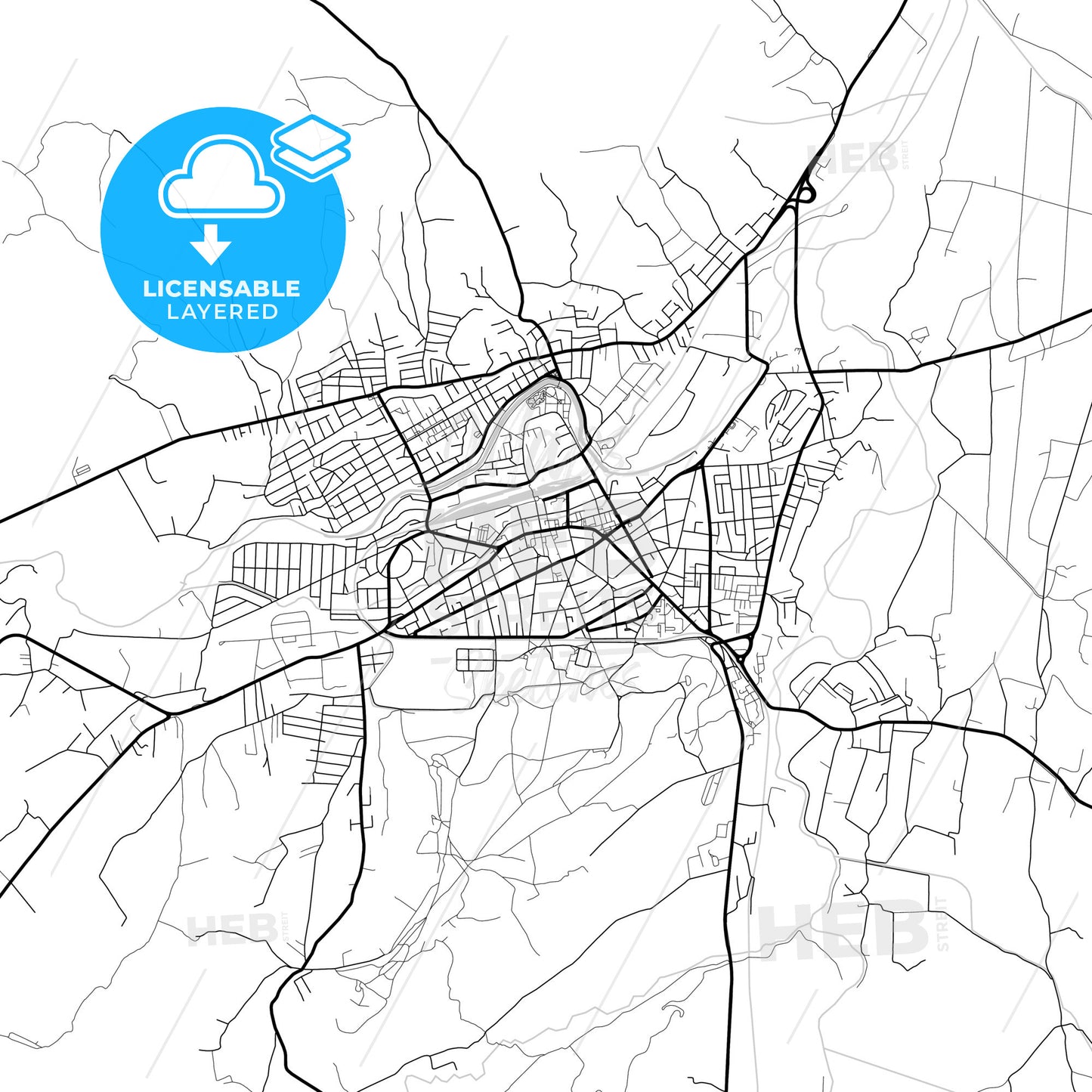 Layered PDF map of Zaječar, Zaječar, Serbia