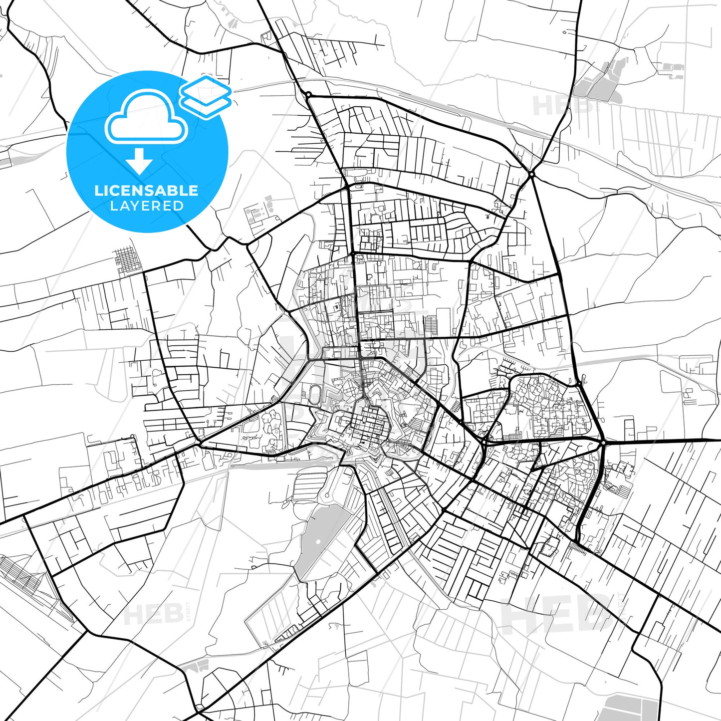 Layered PDF map of Zamość, Lublin, Poland