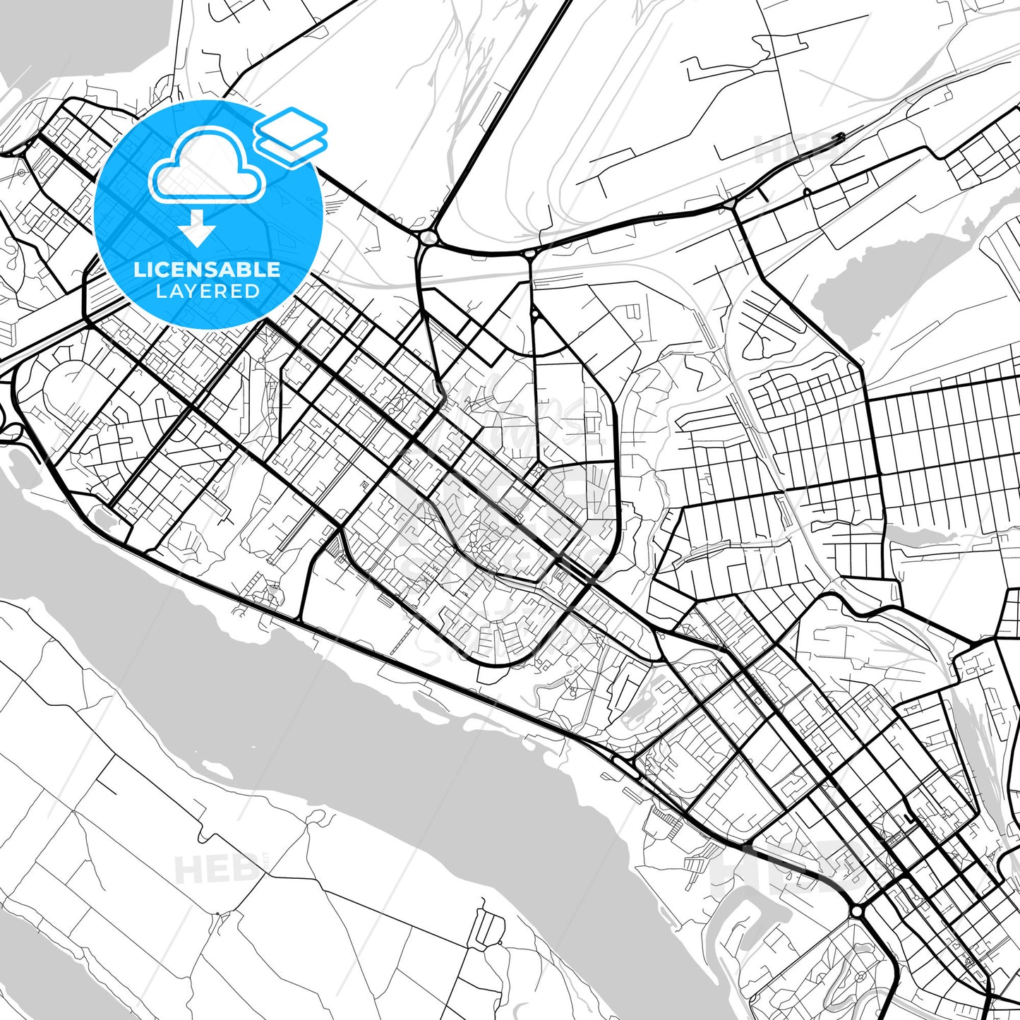 Layered PDF map of Zaporizhia, Zaporizhia Oblast, Ukraine