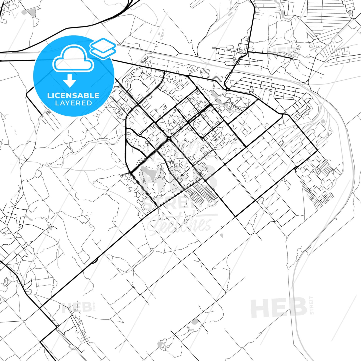 Layered PDF map of Zarechny, Penza Oblast, Russia