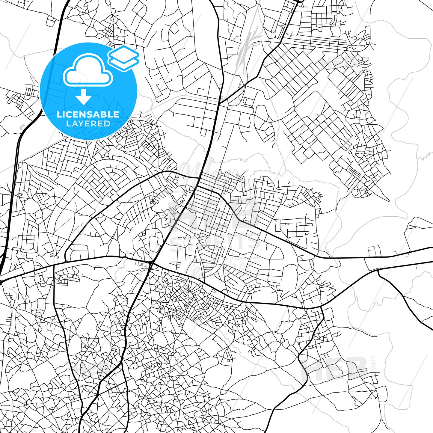 Layered PDF map of Zaria, Nigeria