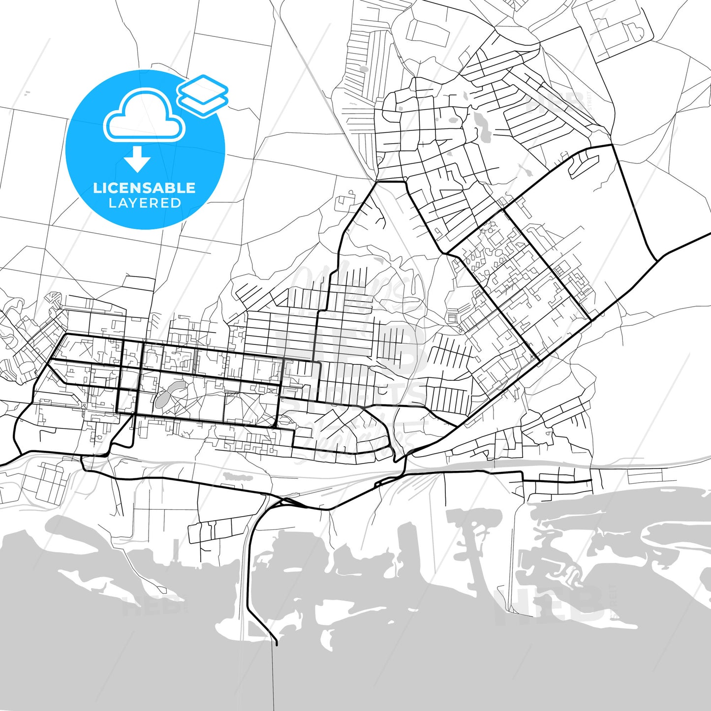 Layered PDF map of Zelenodolsk, Republic of Tatarstan, Russia