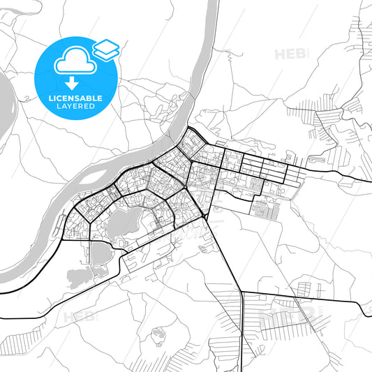 Layered PDF map of Zelenogorsk, Krasnoyarsk Krai, Russia