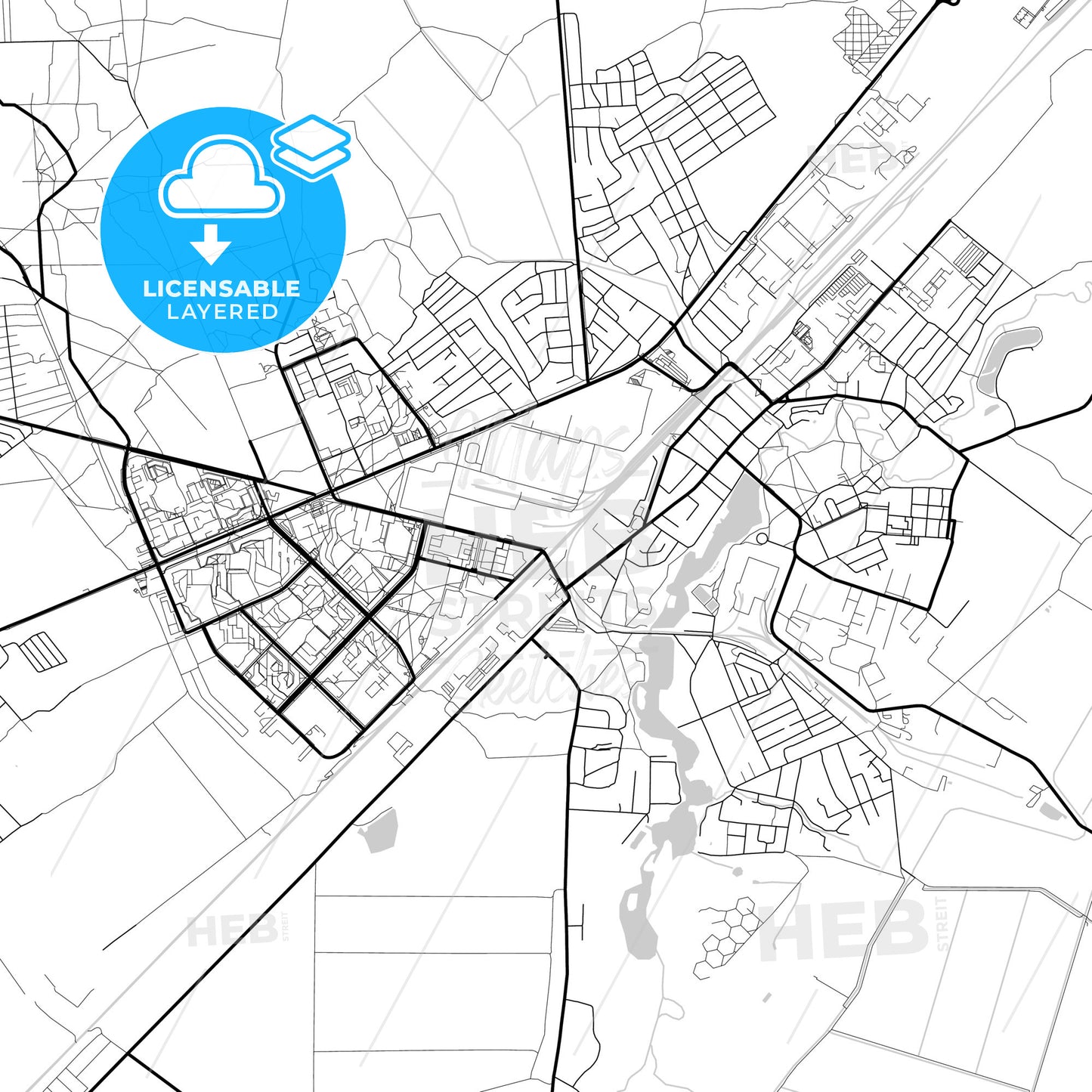 Layered PDF map of Zhodzina, Voblasć, Belarus